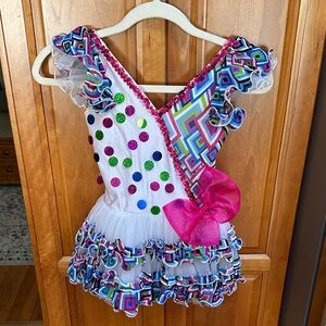 Art Stone Colorful Geometric Patterned costume with pink Bow